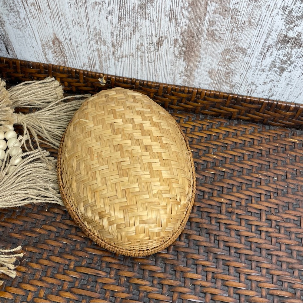 MCM Bamboo Weave Basket Vtg Bamboo Bowl Basket - Picture 4 of 7